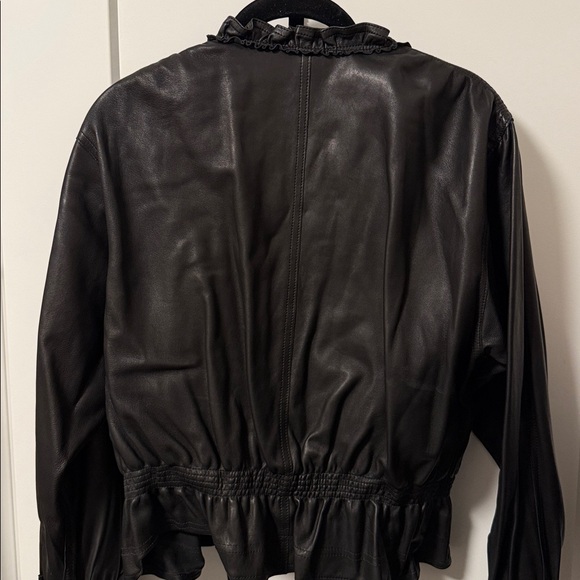 Rebecca Taylor Black Leather peplum top - Picture 4 of 6